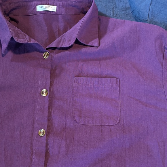 Women's Purple and Blue Button Down Shirt - Picture 3 of 13